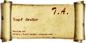 Topf Andor névjegykártya
